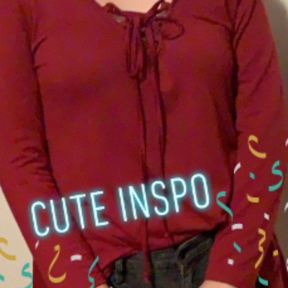 Red tie up shirt - Picture 3 of 3